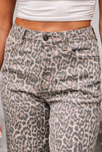 Load image into Gallery viewer, Leopard Frayed Edge Wide Leg High Waist Jeans