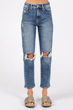 Load image into Gallery viewer, P1275M-MD KNEE DESTROYED SUPER HIGH RISE STRETCH MOM JEANS