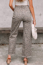 Load image into Gallery viewer, Leopard Frayed Edge Wide Leg High Waist Jeans