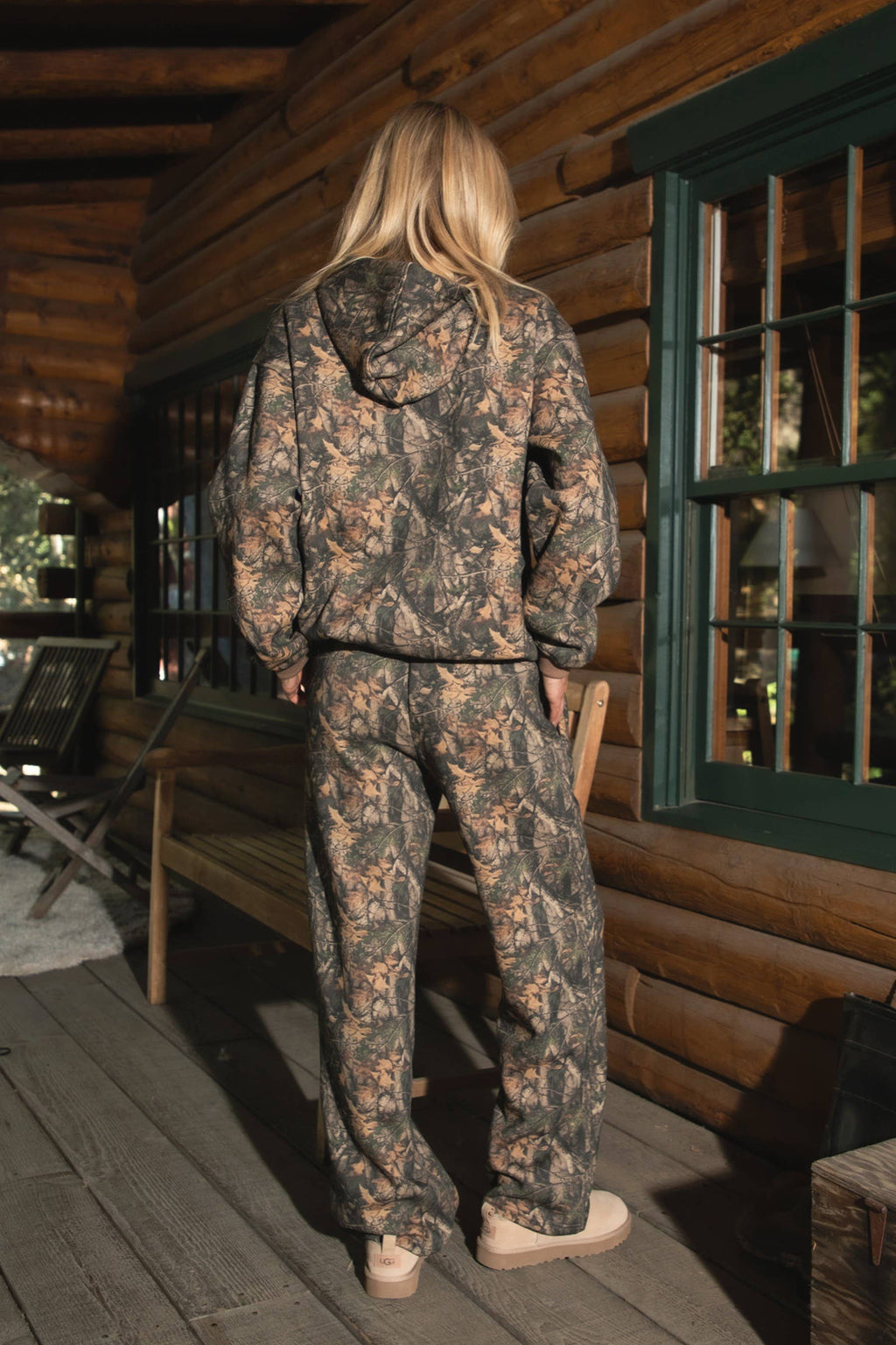BAYOU Woodland Camo Cloud Fleece Wide Leg Sweatpants
