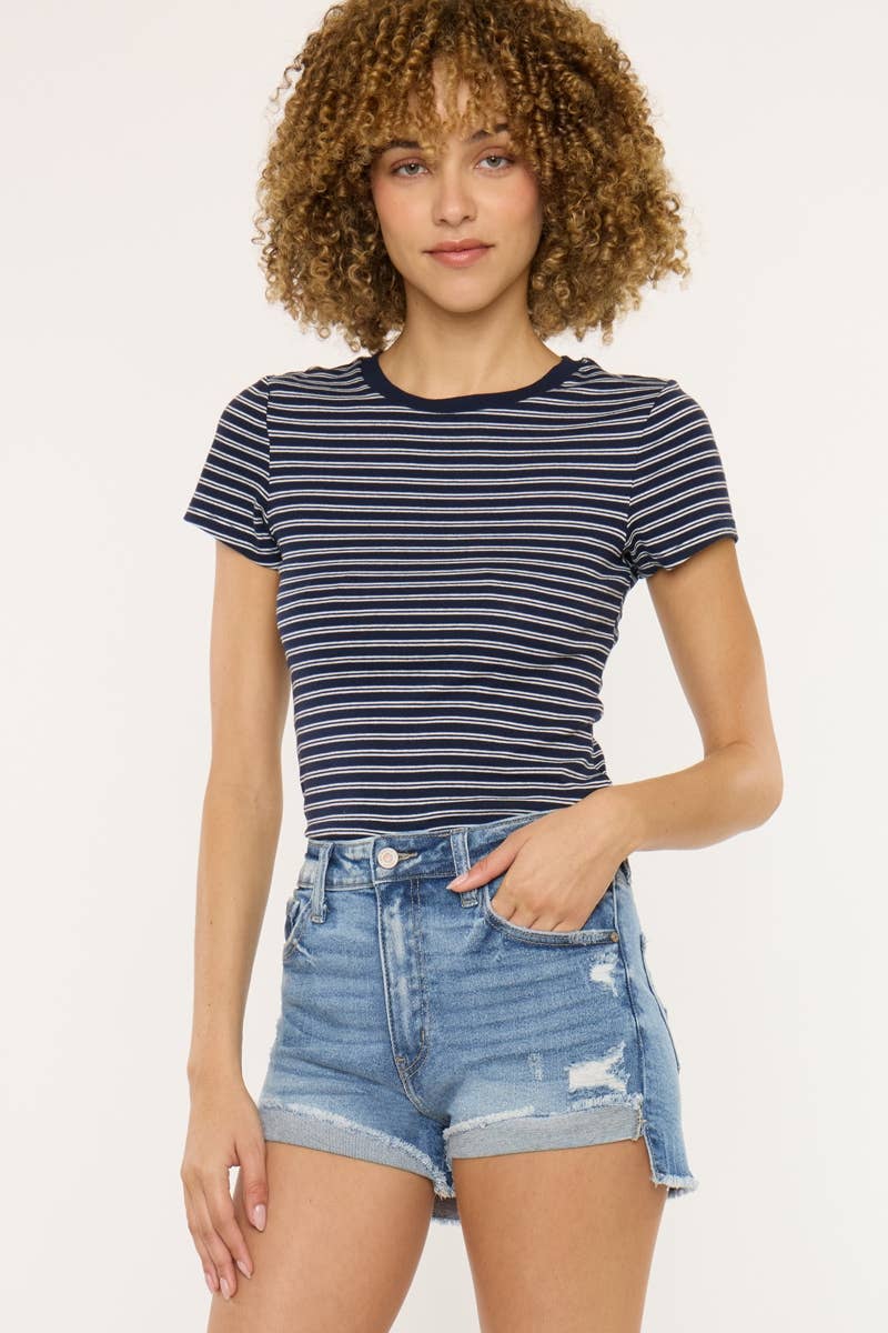HIGH RISE CUFF SHORTS-KC2555M