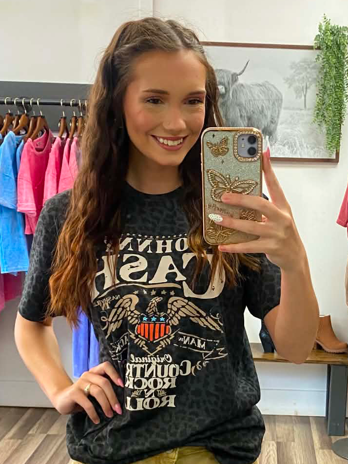 Cash Black Leopard Graphic Tee