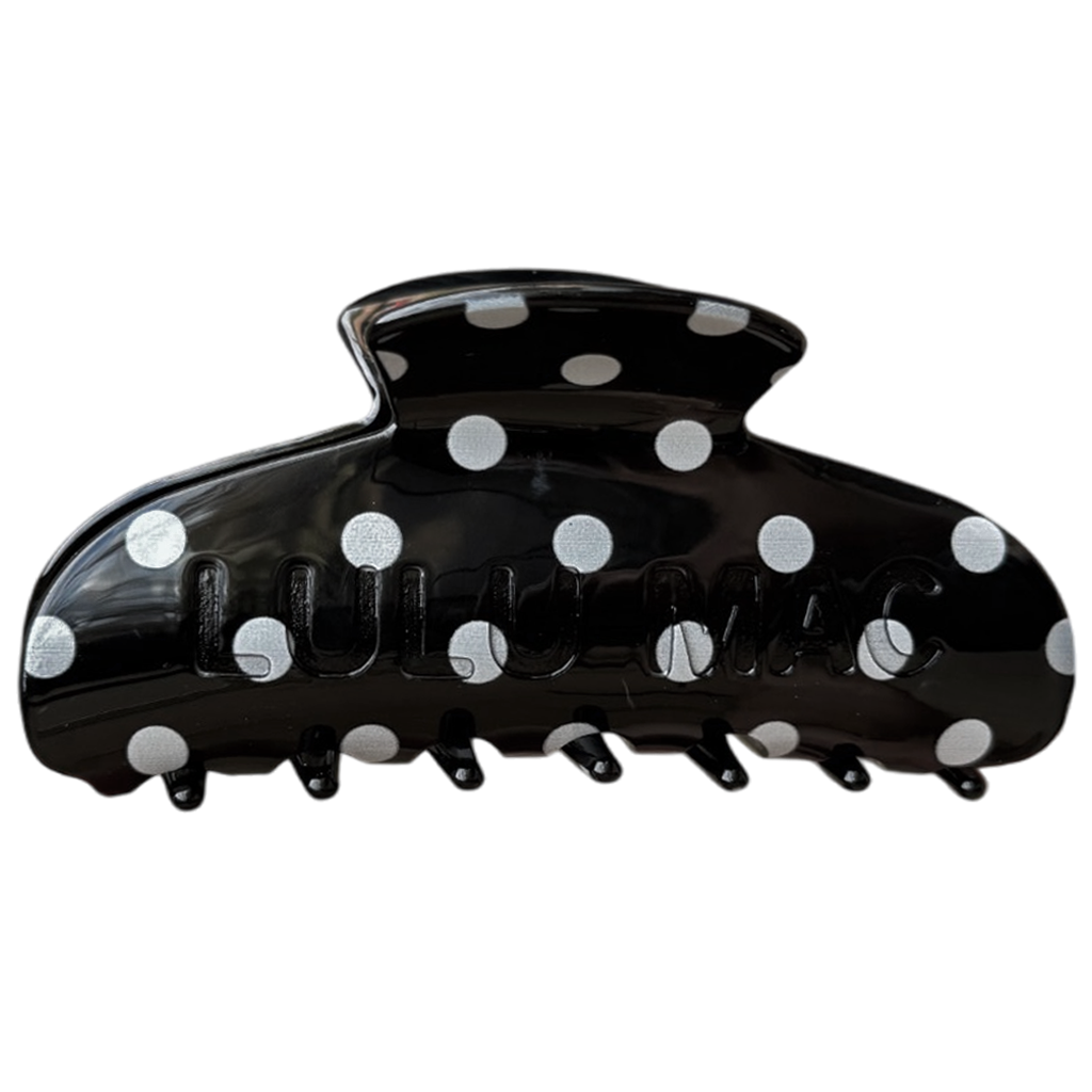 LULU MAC HAIR CLIPS Black/White Polka Dot