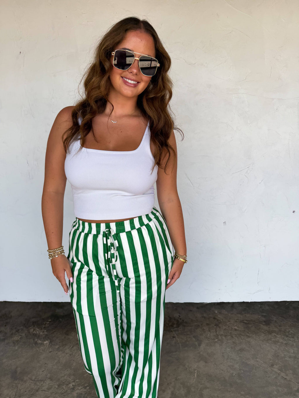 Green Game Day Wide Leg Pants