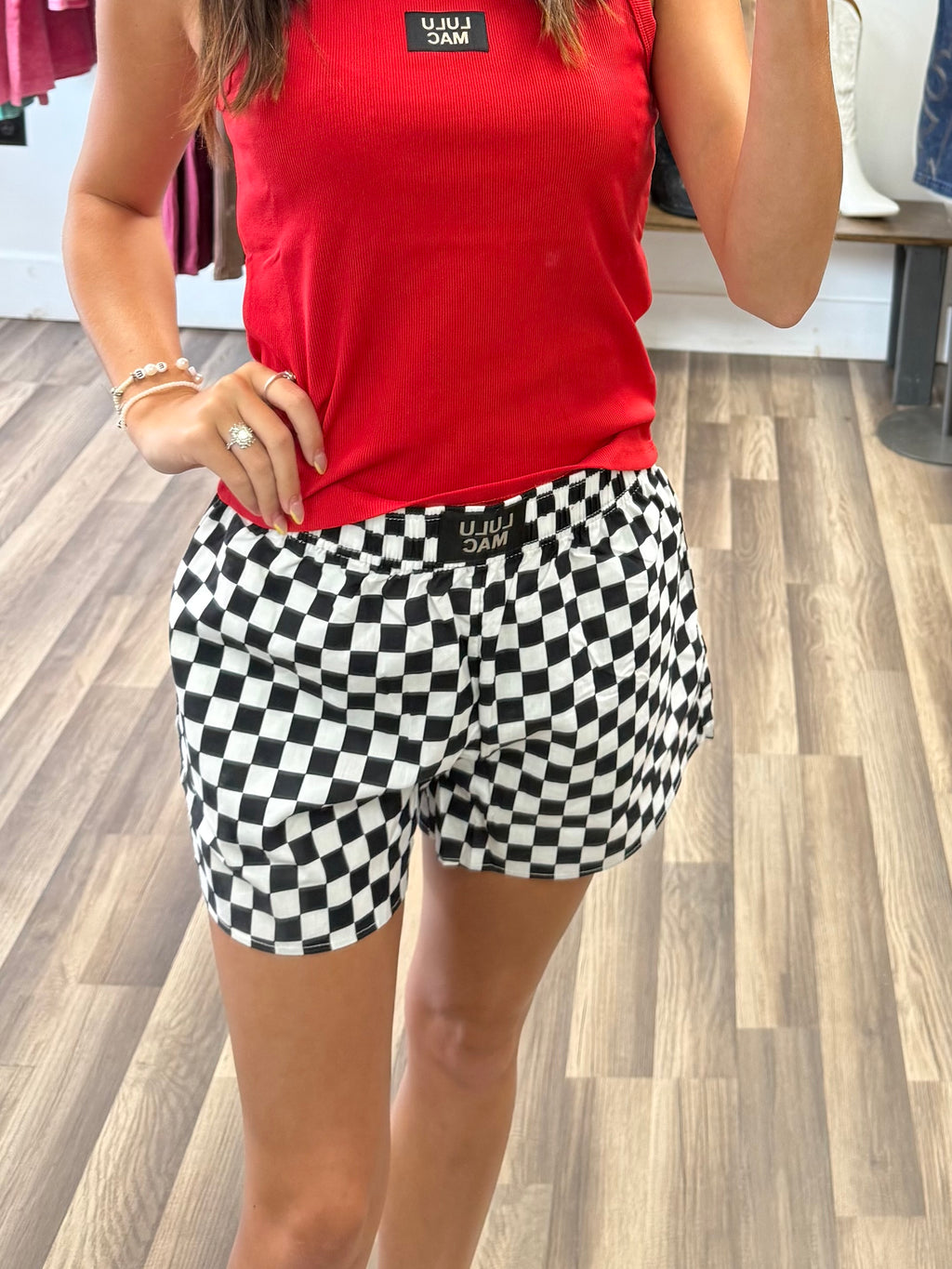BLACK WHITE CHECK BOXER SHORT