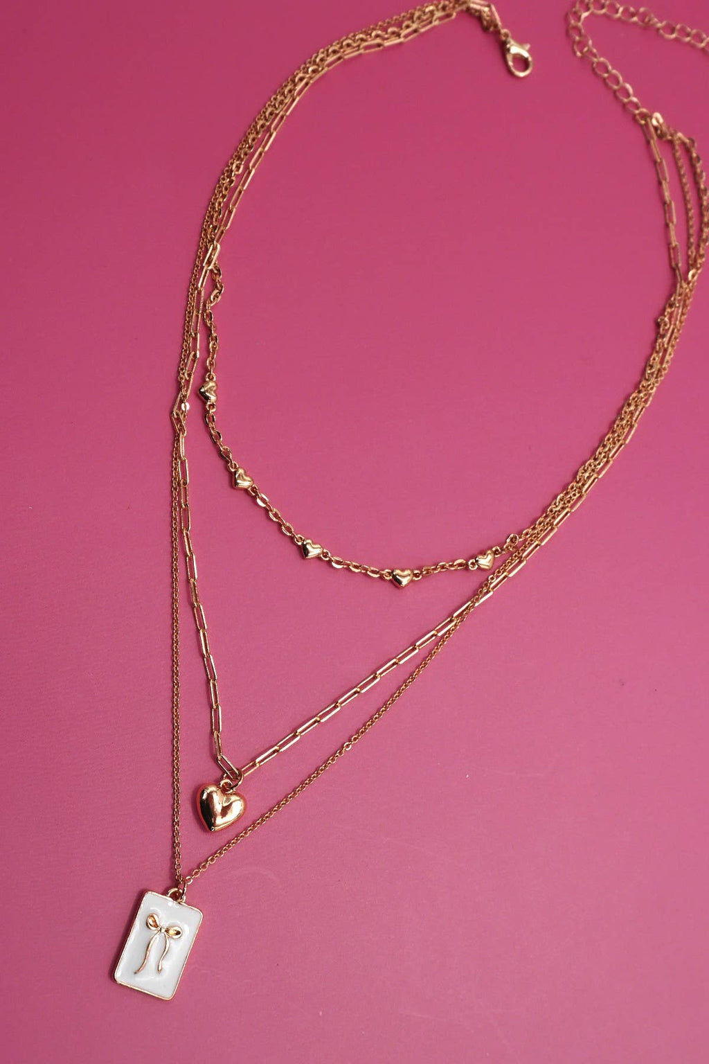 BOW CHARM LAYERED NECKLACE