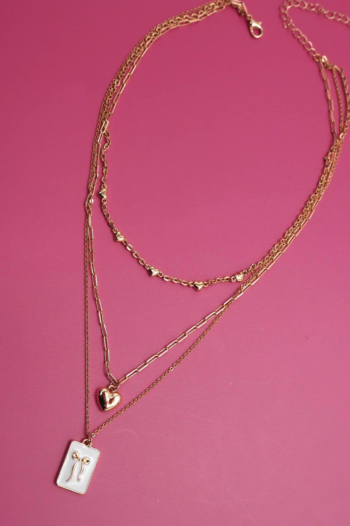 BOW CHARM LAYERED NECKLACE