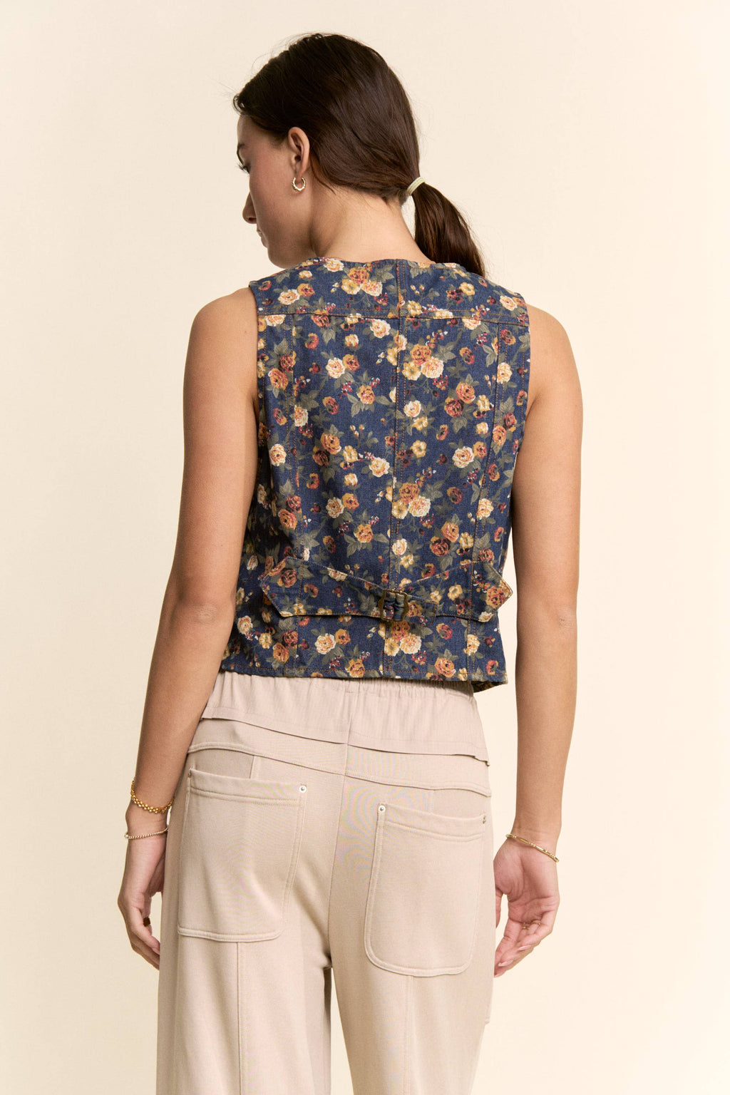 Ditsy Floral Denim Vest