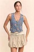 Ditsy Floral Denim Vest