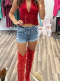 HIGH RISE CUFF SHORTS