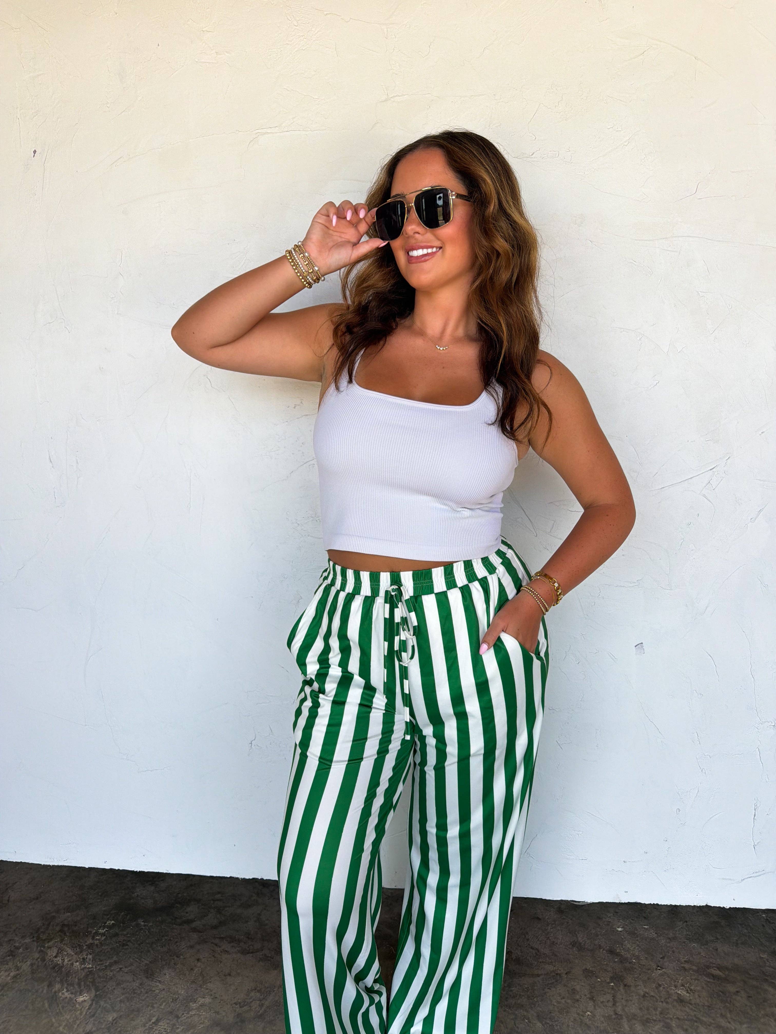 Green Game Day Wide Leg Pants