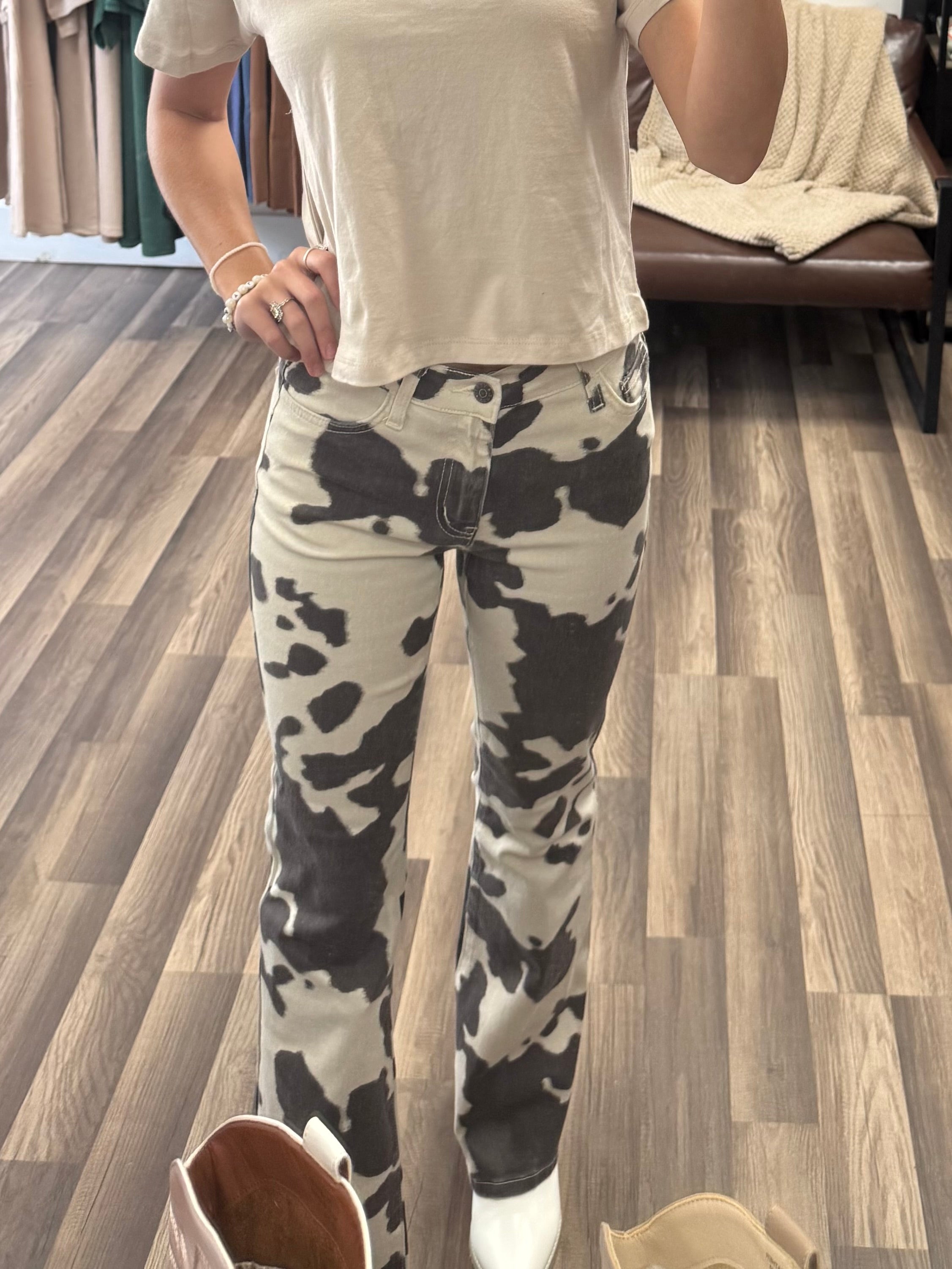 Cow Print Flares