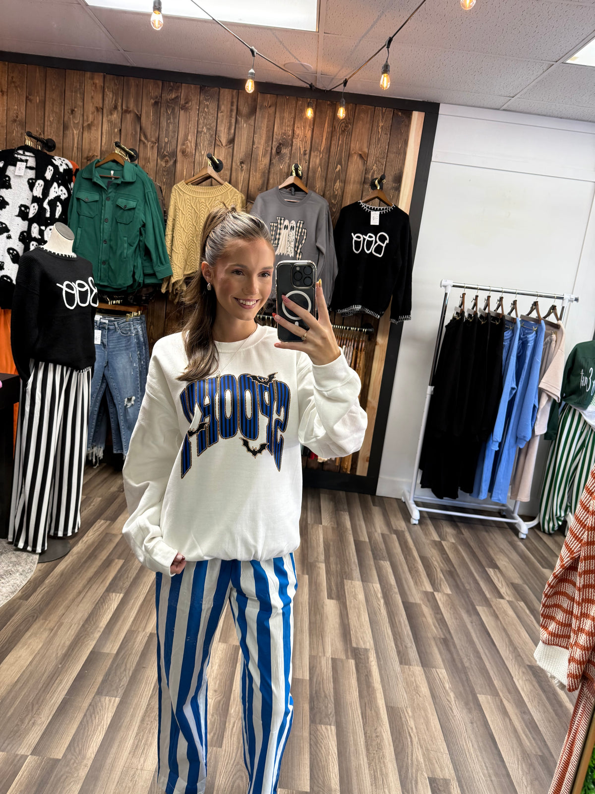 Spooky Blue Graphic Sweatshirt