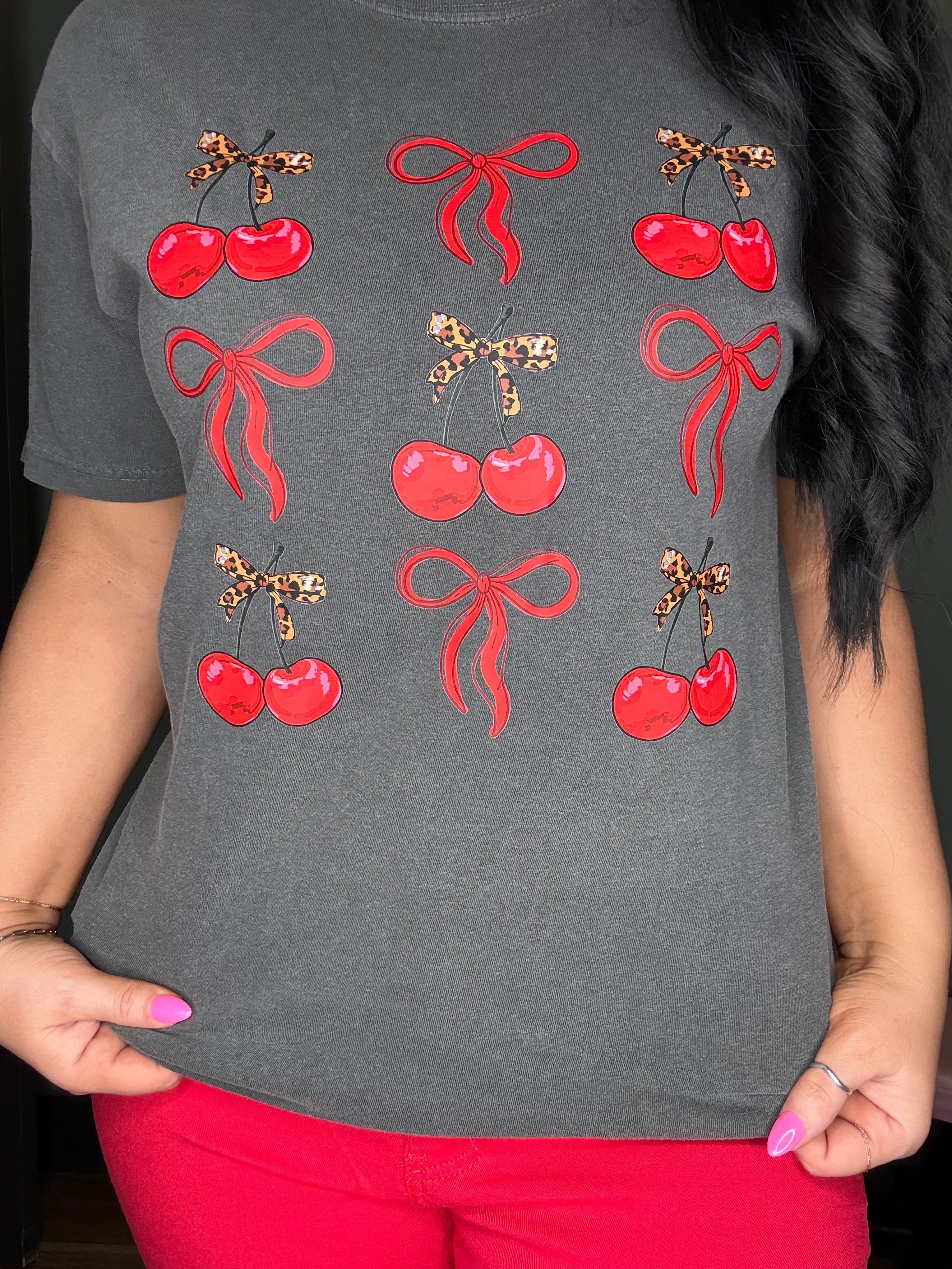 Leopard Cherry Bow Tee