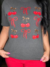 Load image into Gallery viewer, Leopard Cherry Bow Tee
