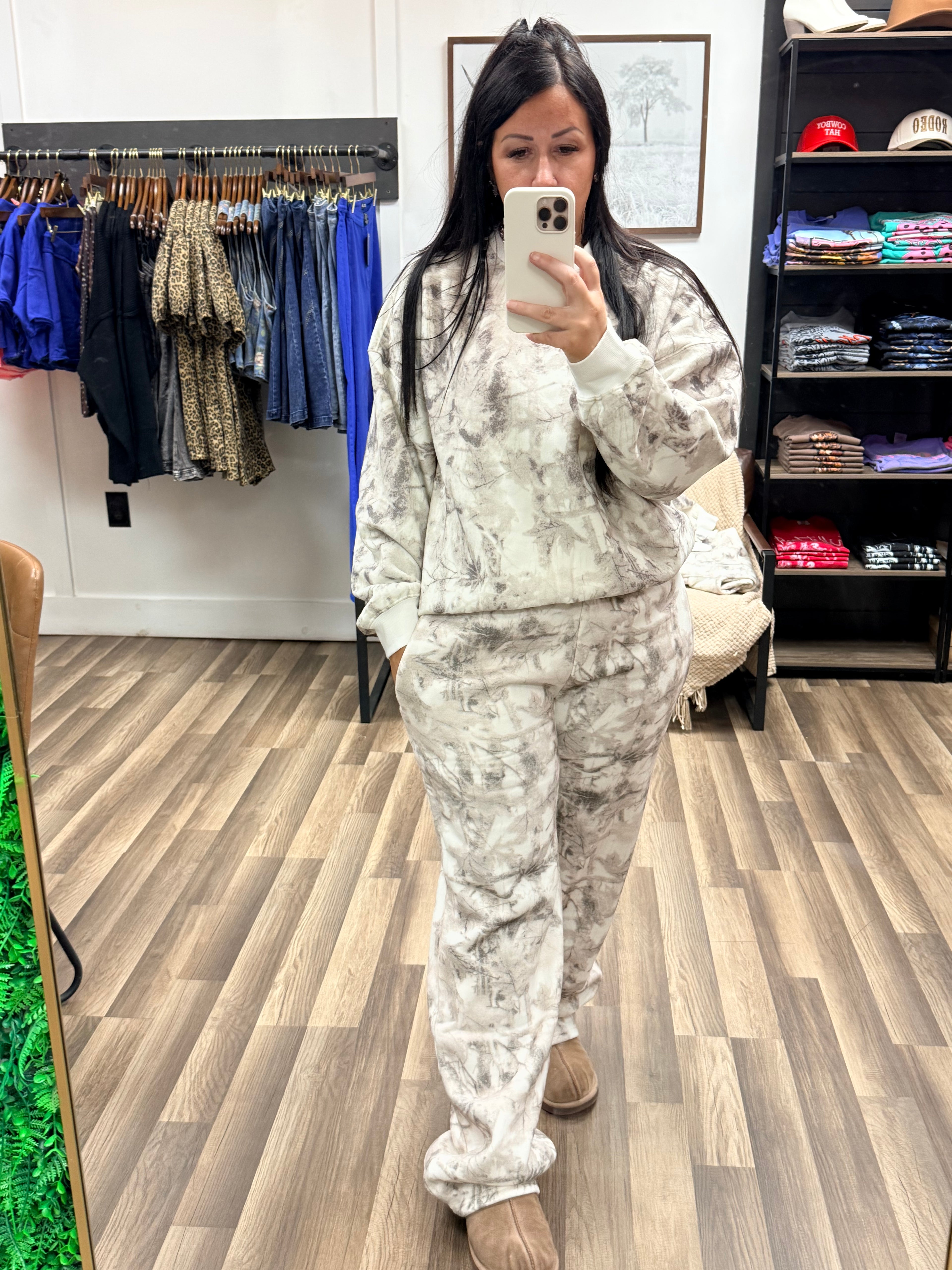 AVERY Light Woodland Camo Cloud Fleece Crew Neck Sweatshirt