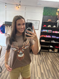 Faux Rhinestone Deer Graphic Tee