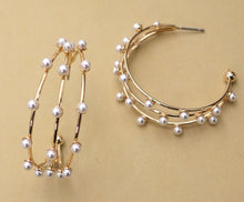 Load image into Gallery viewer, Pearl Hoop Earrings
