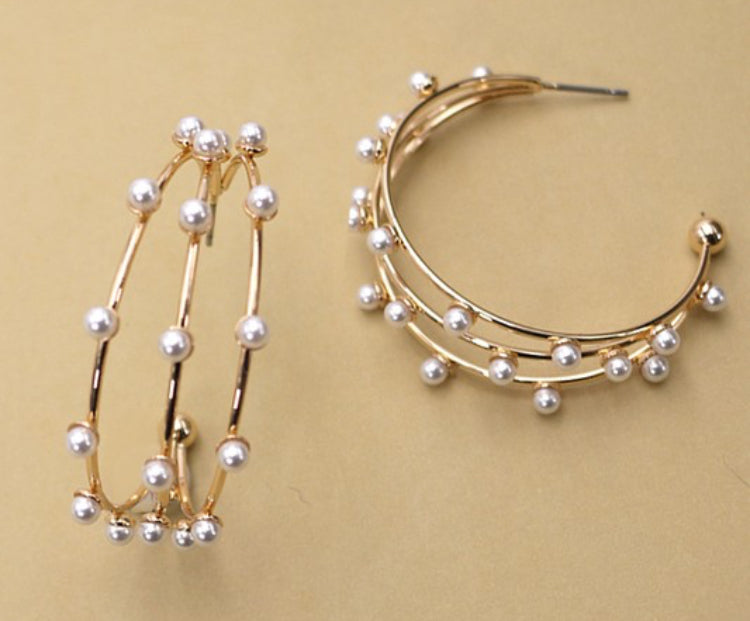 Pearl Hoop Earrings