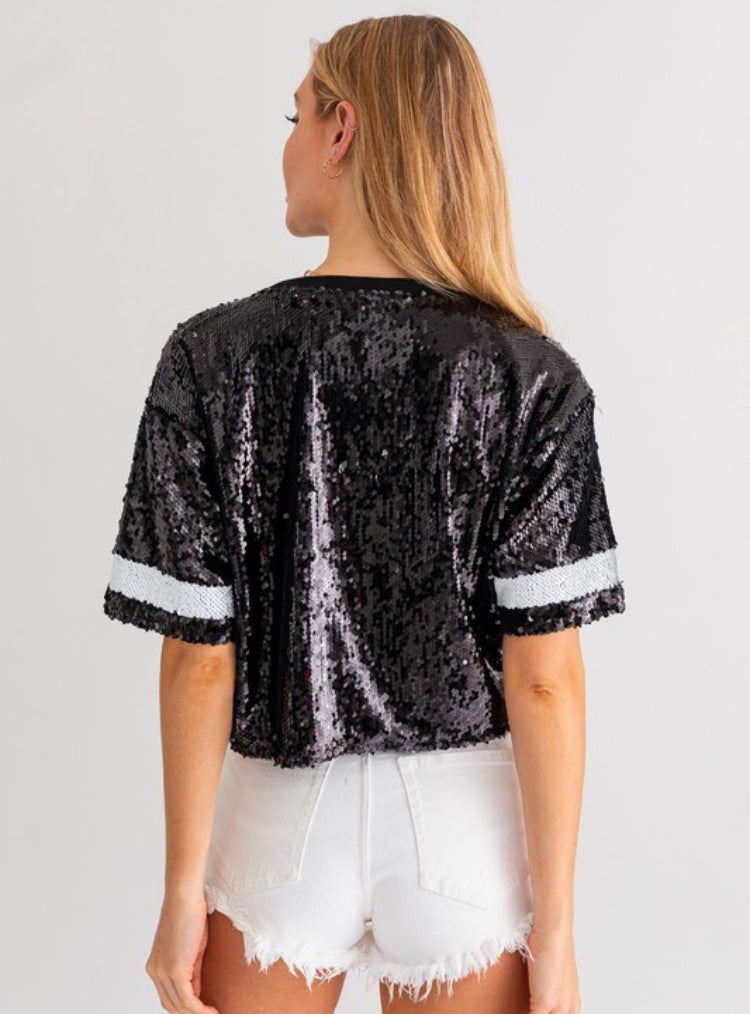 Game Day Cropped Sequin Top