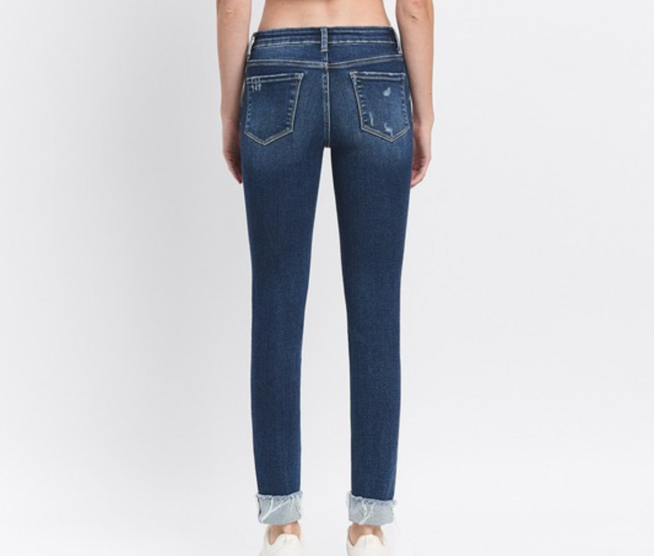 Mid Rise Cuffed Skinny Jeans