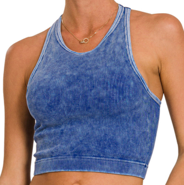 Washed Ribbed Crop Top