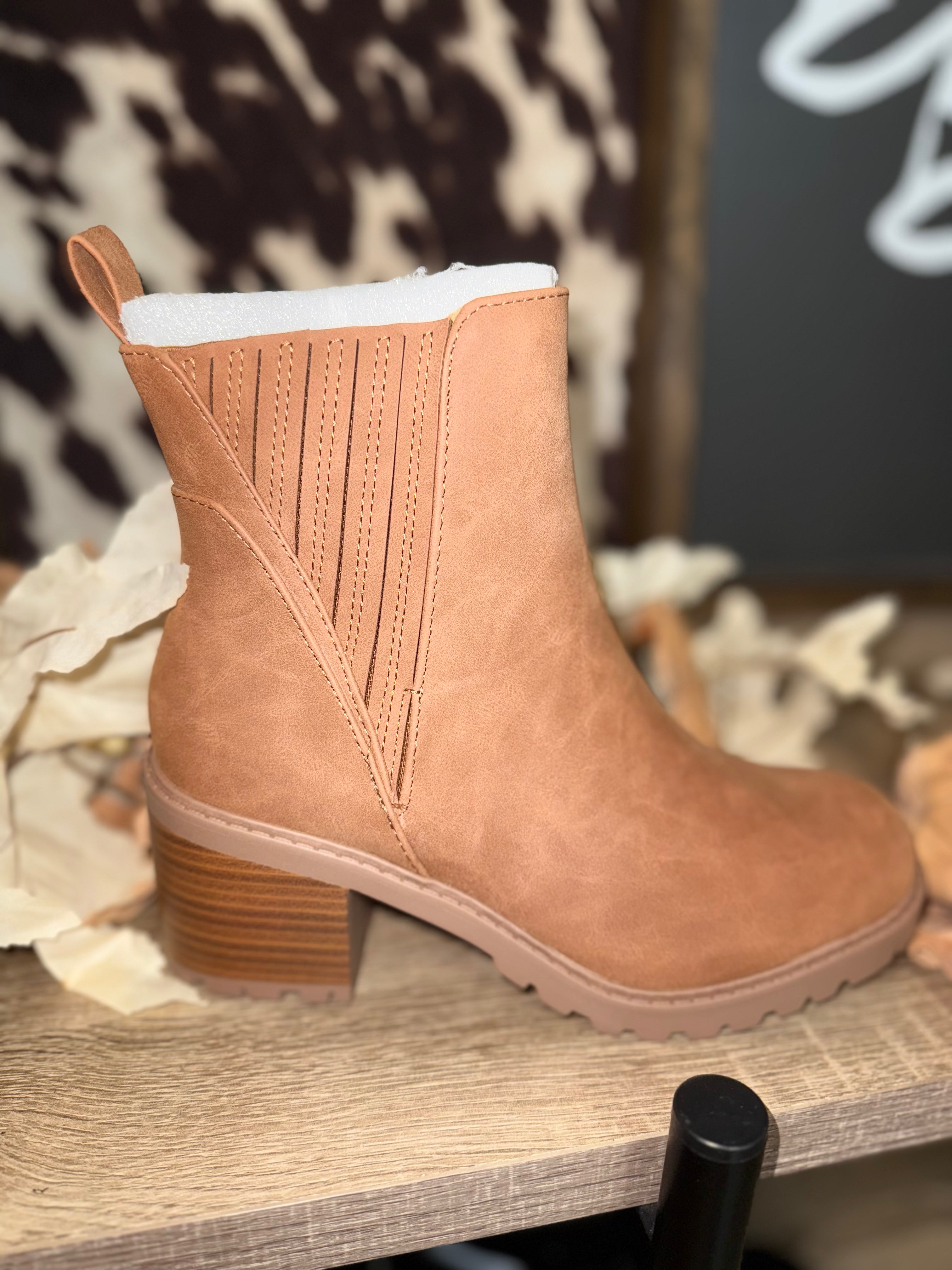 Wisely Chunky Block Heel Pull On Booties