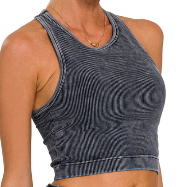 Washed Ribbed Crop Top