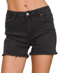 Black Washed Frayed Cutoff Shorts