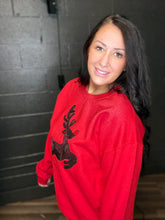 Load image into Gallery viewer, Chenille Reindeer Christmas Sweatshirt
