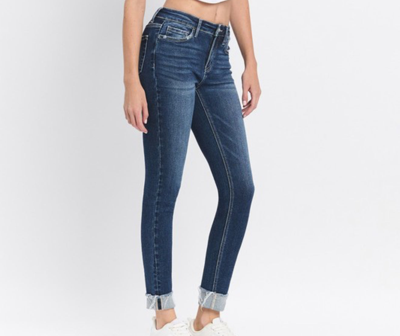 Mid Rise Cuffed Skinny Jeans