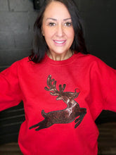 Load image into Gallery viewer, Chenille Reindeer Christmas Sweatshirt
