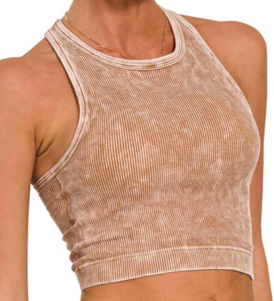 Washed Ribbed Crop Top