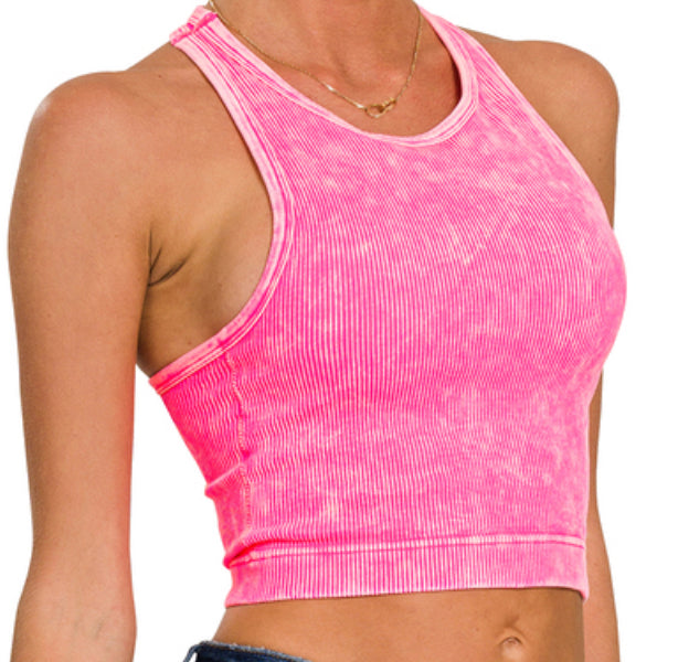 Washed Ribbed Crop Top
