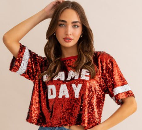 Game Day Cropped Sequin Top