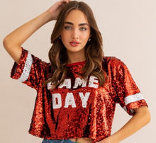 Load image into Gallery viewer, Game Day Cropped Sequin Top
