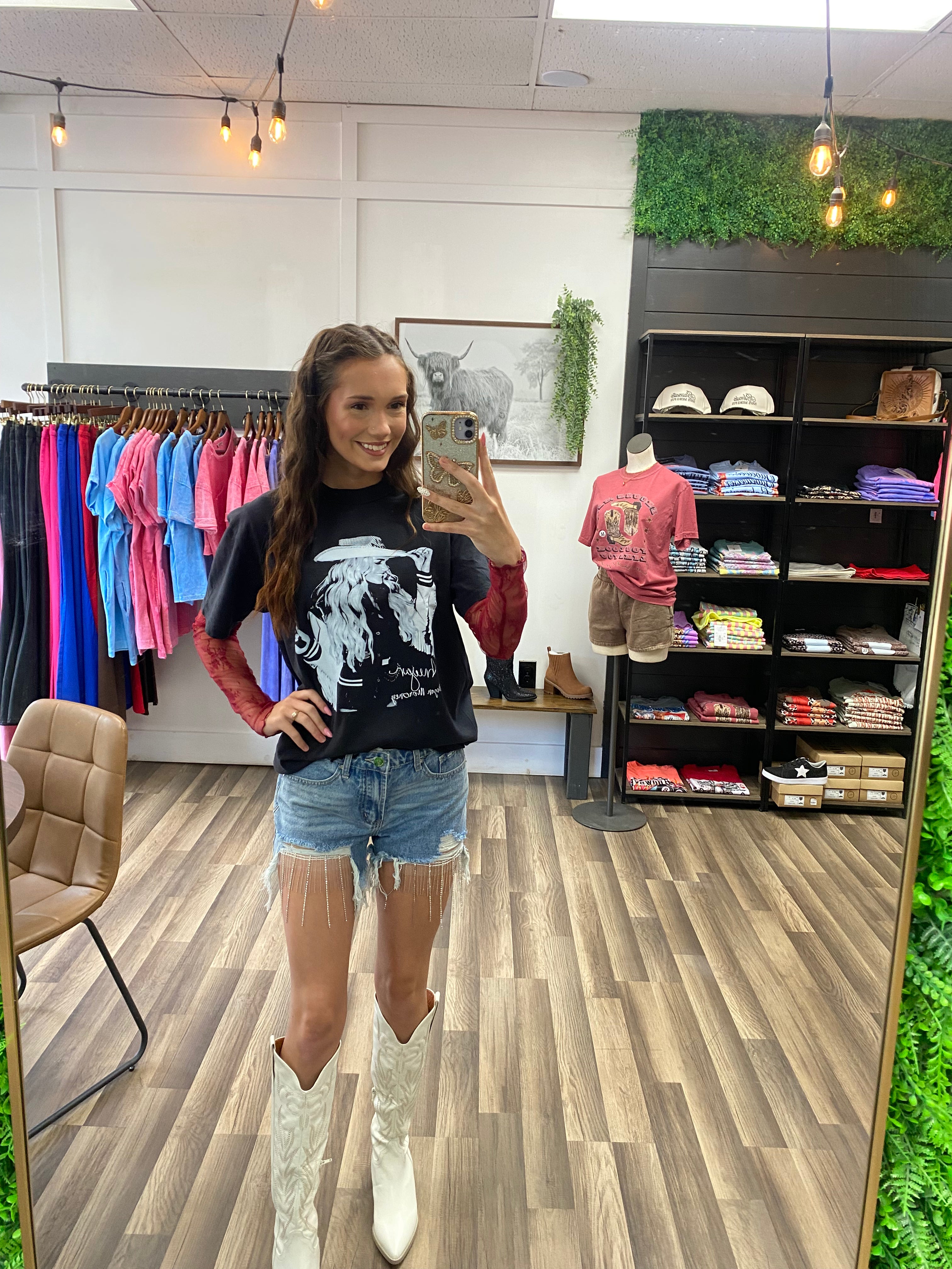 Diamond Drip Denim Shorts