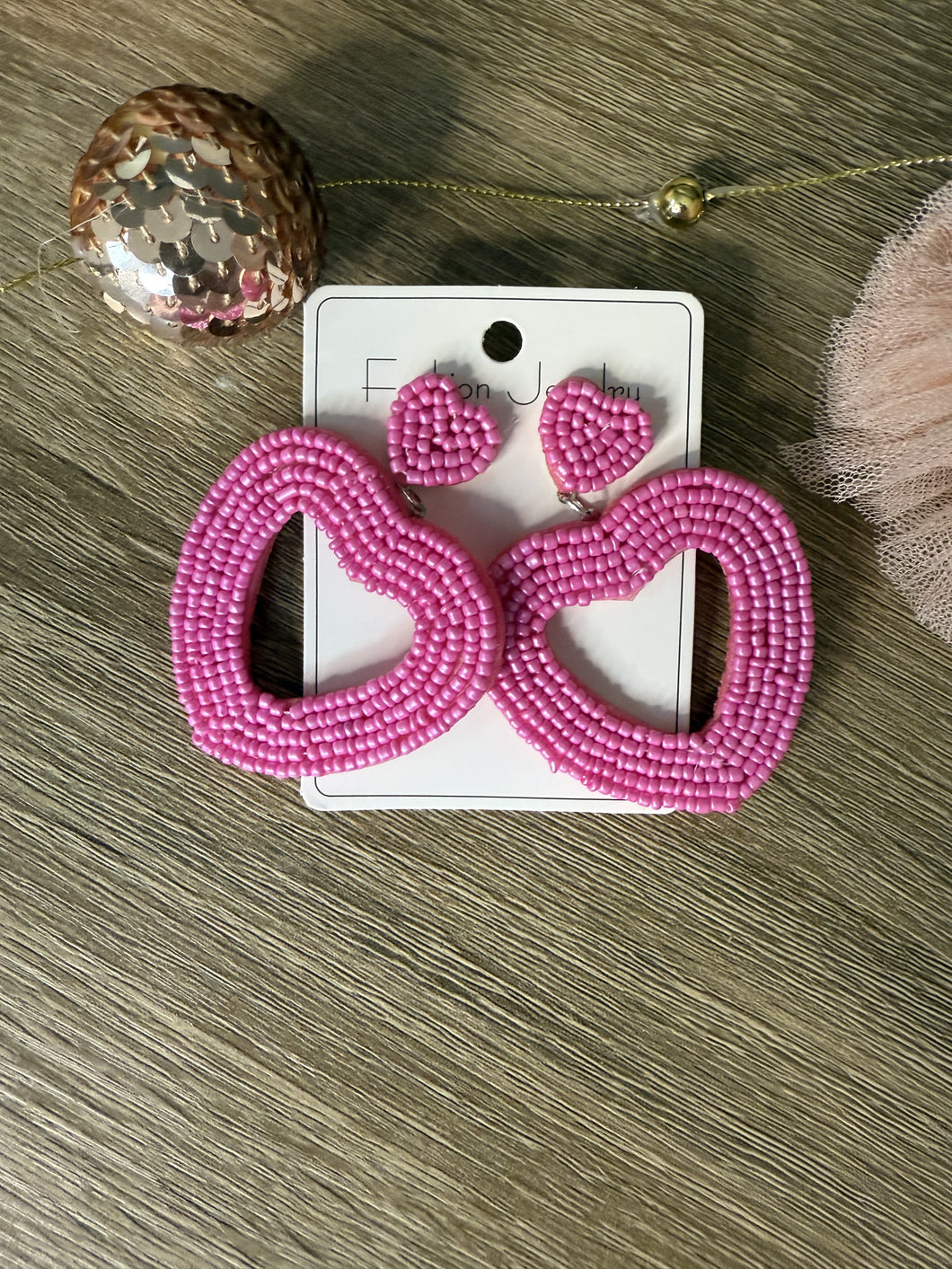 Pink Heart Valentine Earrings