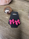Pink Bow Stud Earrings