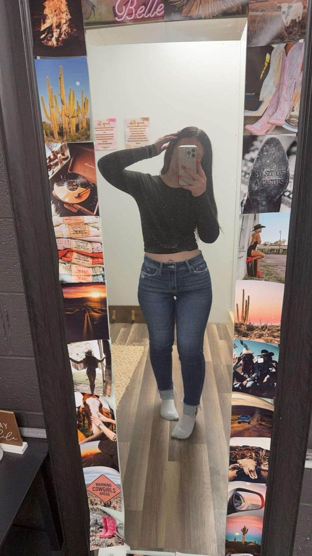 Mid Rise Cuffed Skinny Jeans
