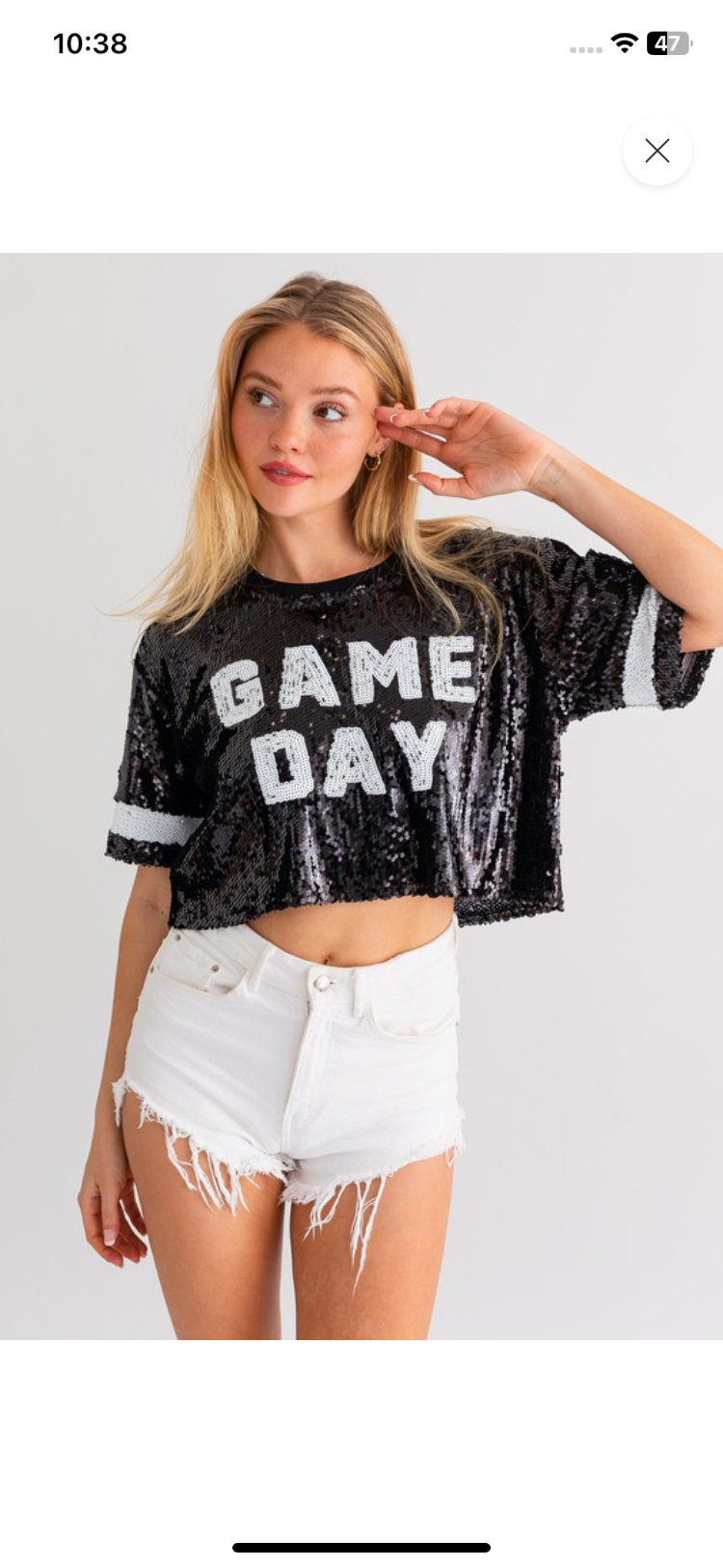Game Day Cropped Sequin Top