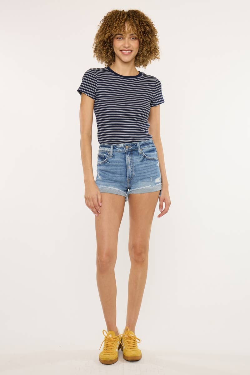 HIGH RISE CUFF SHORTS-KC2555M