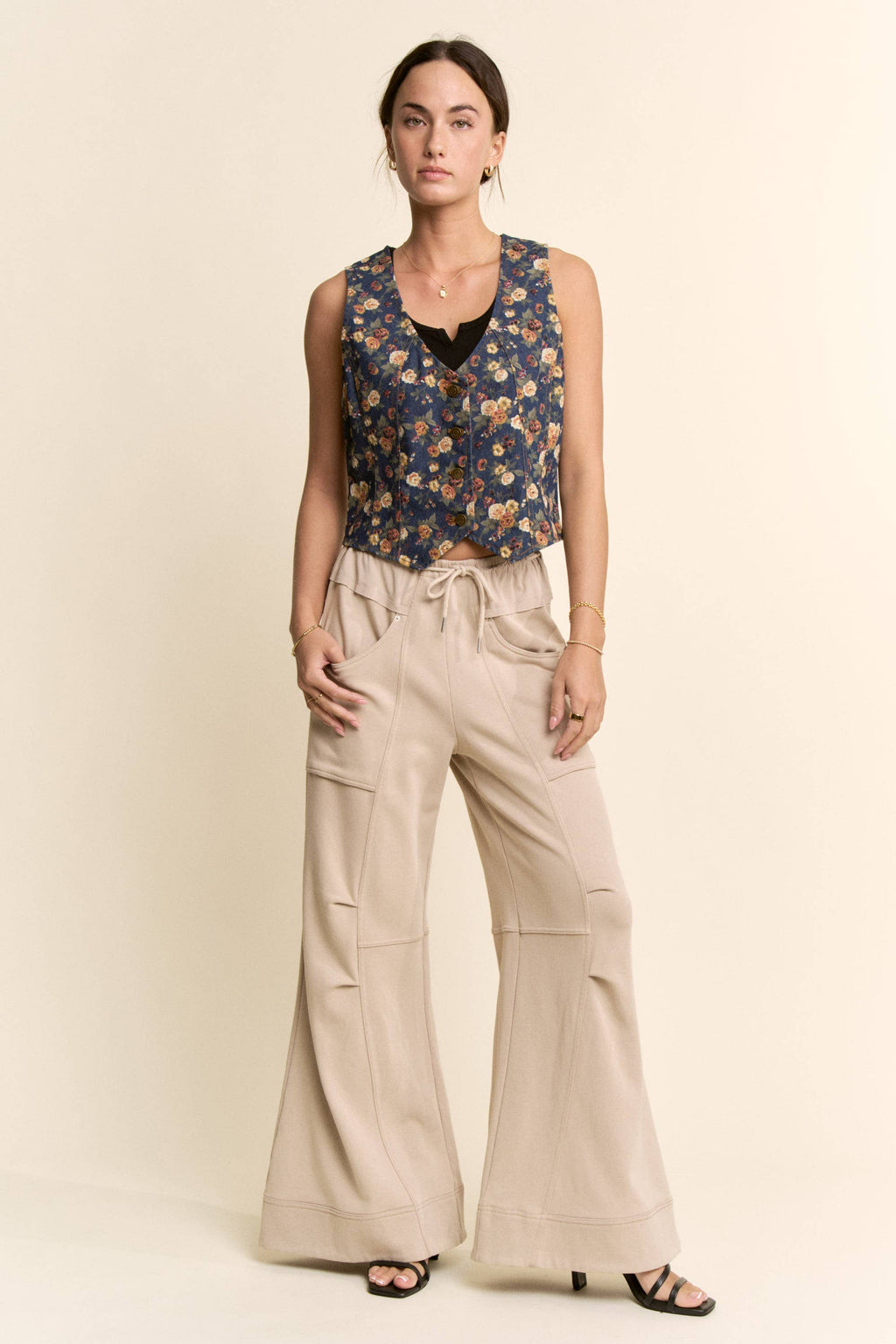 Ditsy Floral Denim Vest