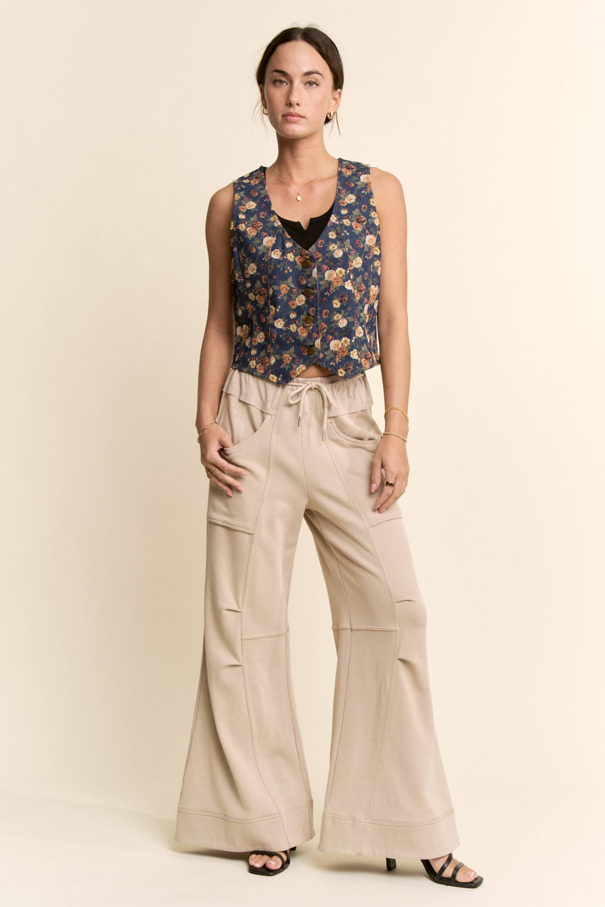 Ditsy Floral Denim Vest