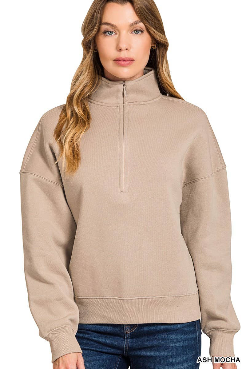 Fleece High Neck Half Zip Sweatshirts