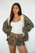 BAYOU Dark Woodland Camo Cloud Fleece Oversized ZipUp Hoodie
