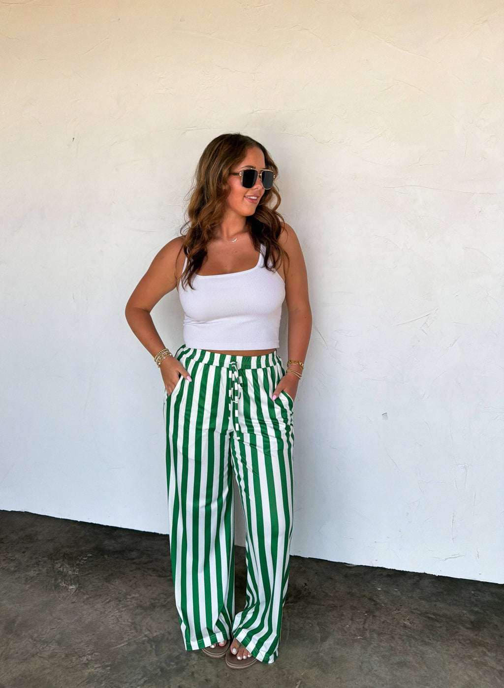 Green Game Day Wide Leg Pants