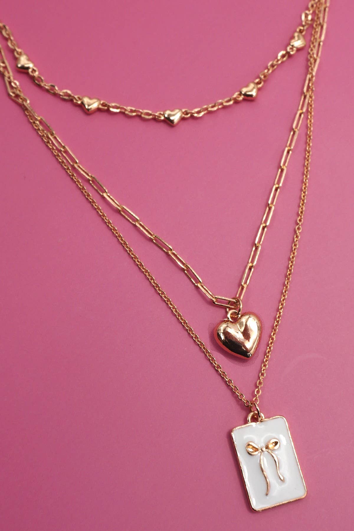 BOW CHARM LAYERED NECKLACE