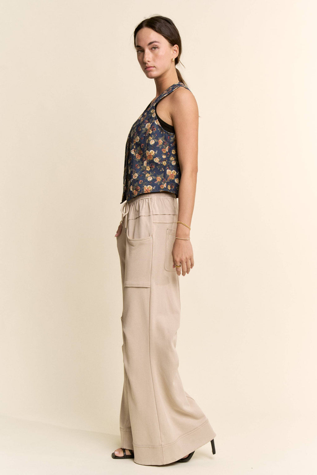Ditsy Floral Denim Vest