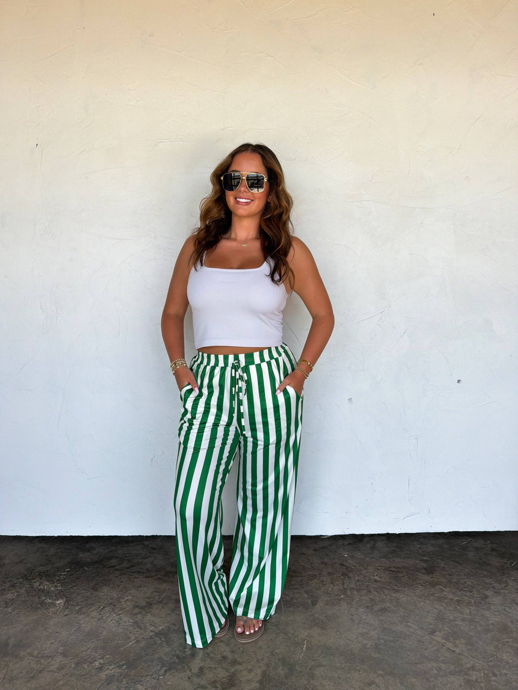 Green Game Day Wide Leg Pants